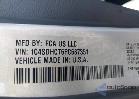 2023 Dodge Durango R/T Plus Rwd z USA, uszkodzony, nr VIN 1C4SDHCT6PC687351